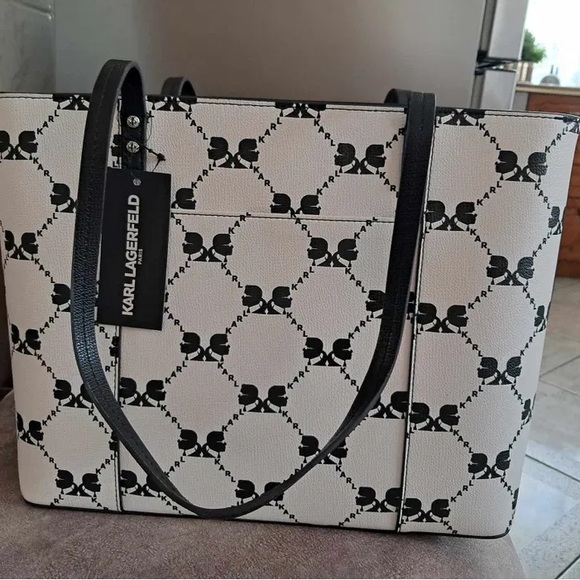 🥰🤗🌺🤗😘Karl Lagerfeld White & Black Tote Bag